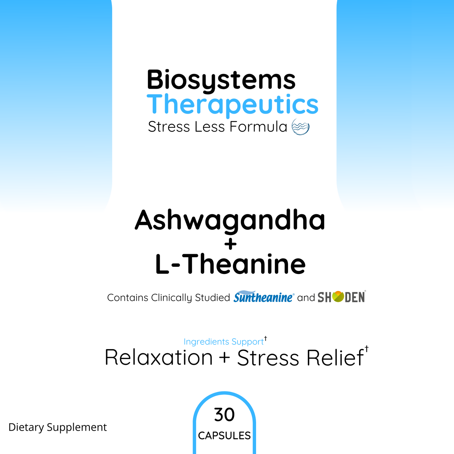 Biosystems Therapeutics Stress Less Formula - Ashwagandha + L-Theanine Supplement Blend for Relaxation and Stress Relief